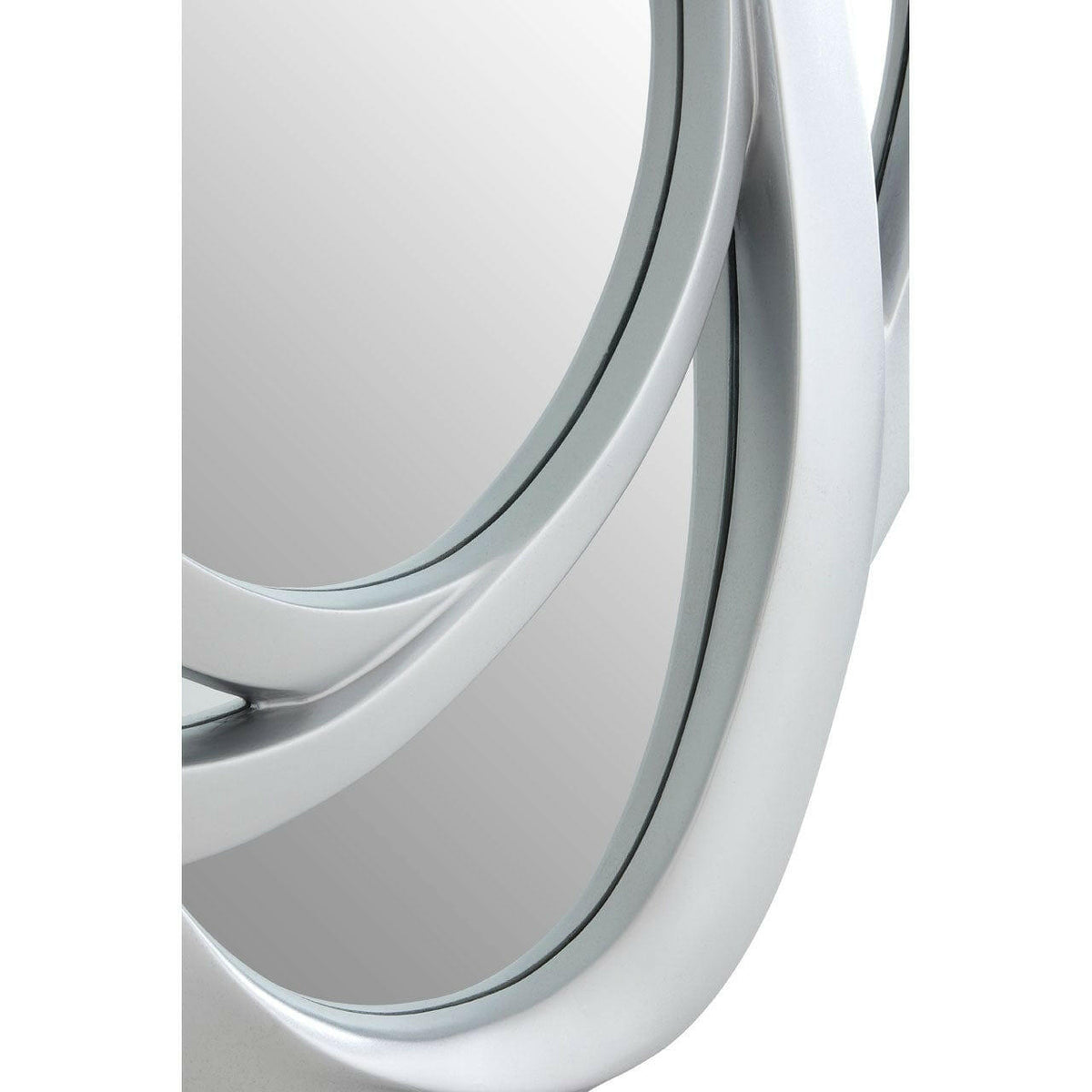 Silver Finish Elliptical Design Wall Mirror.