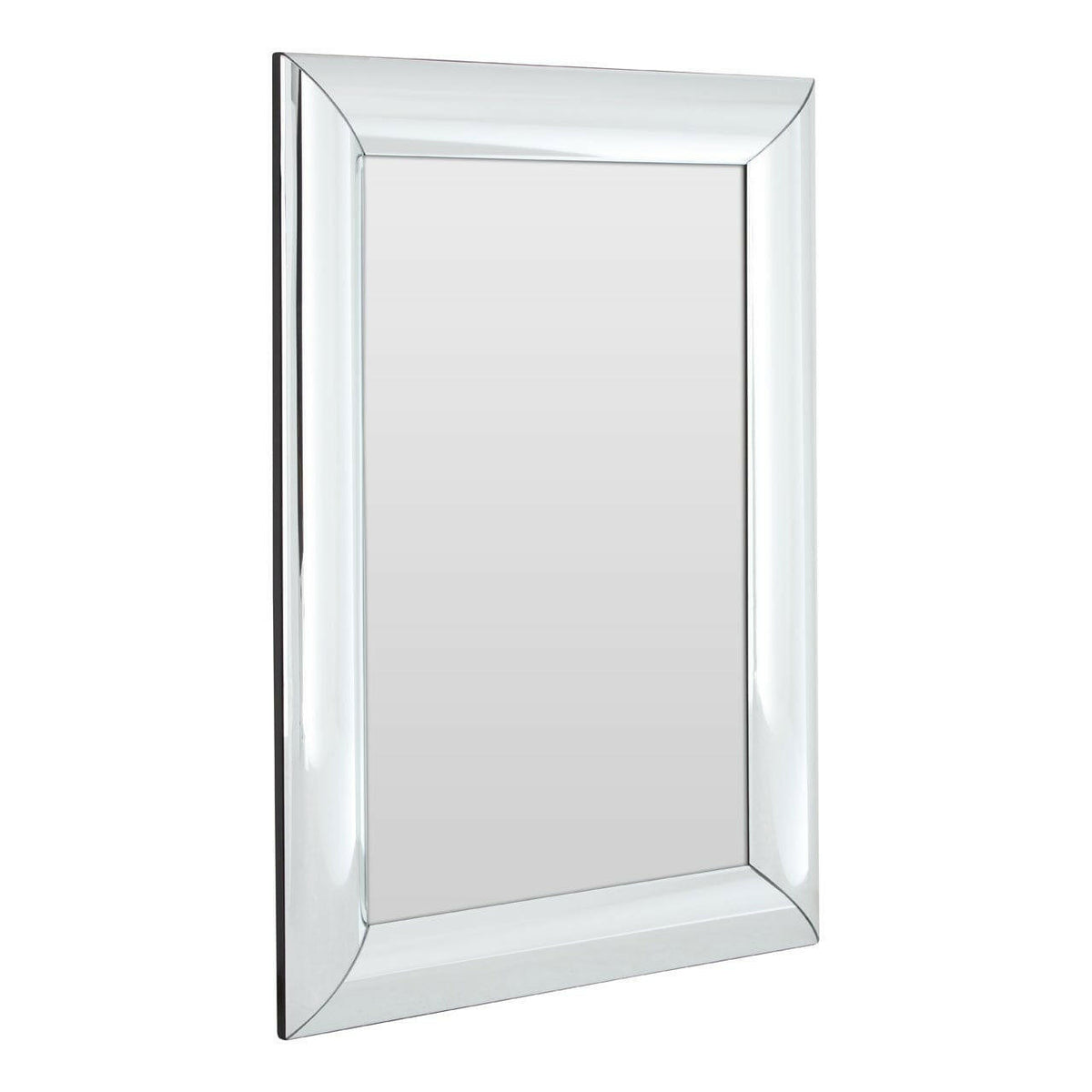Thick Silver Frame Rectangular Wall Mirror.