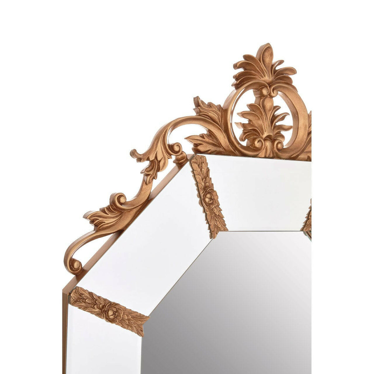 Wall Mirror With Gold Resin Frame.