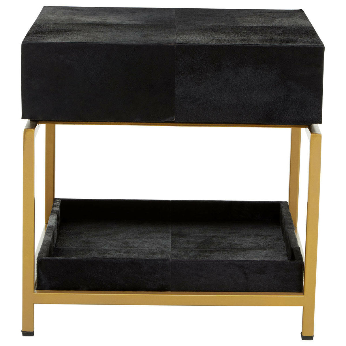 Hamilton Interiors Sleeping Kensington Townhouse Hair On Hide Black And Gold Bedside Table House of Isabella UK