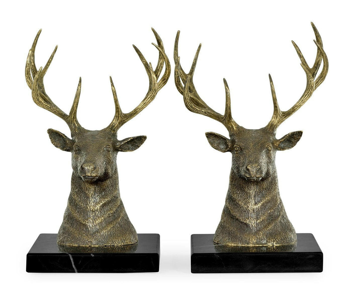 Jonathan Charles Bookends Deer on Marble Base.