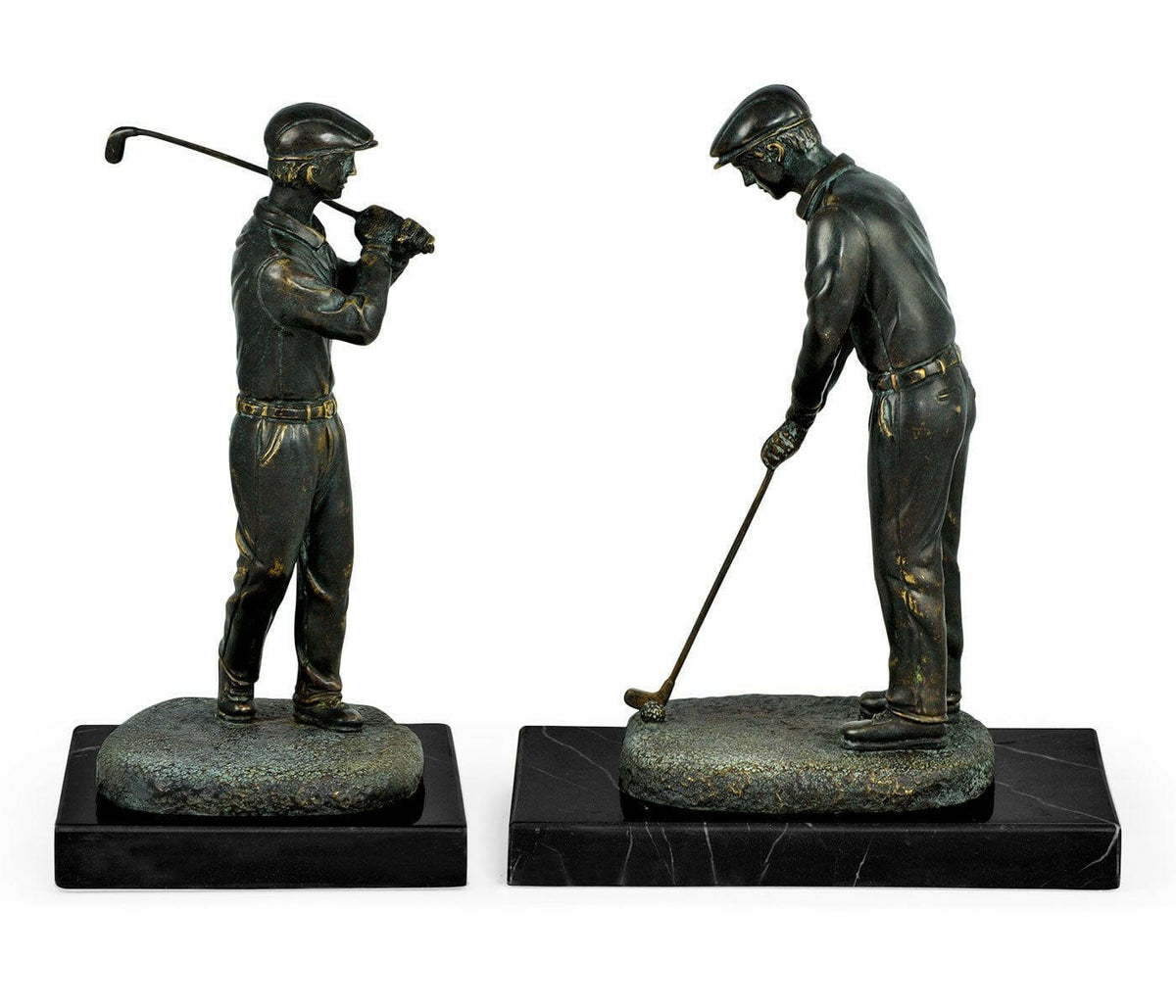 Jonathan Charles Bookends Golfer in Dark Bronze.