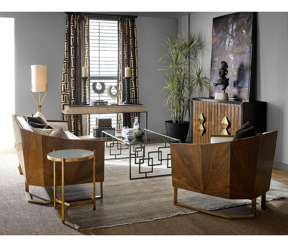 Jonathan Charles Candlesticks Set of 2 Ebonised.