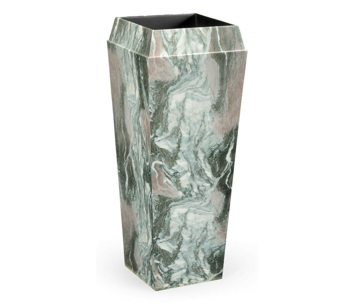 Jonathan Charles Charles Outdoor Large Square Planter in Faux Black Marble.