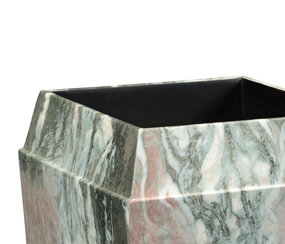 Jonathan Charles Charles Outdoor Large Square Planter in Faux Black Marble.
