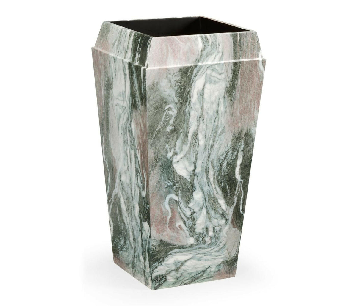 Jonathan Charles Charles Outdoor Medium Square Planter in Faux Black Marble.