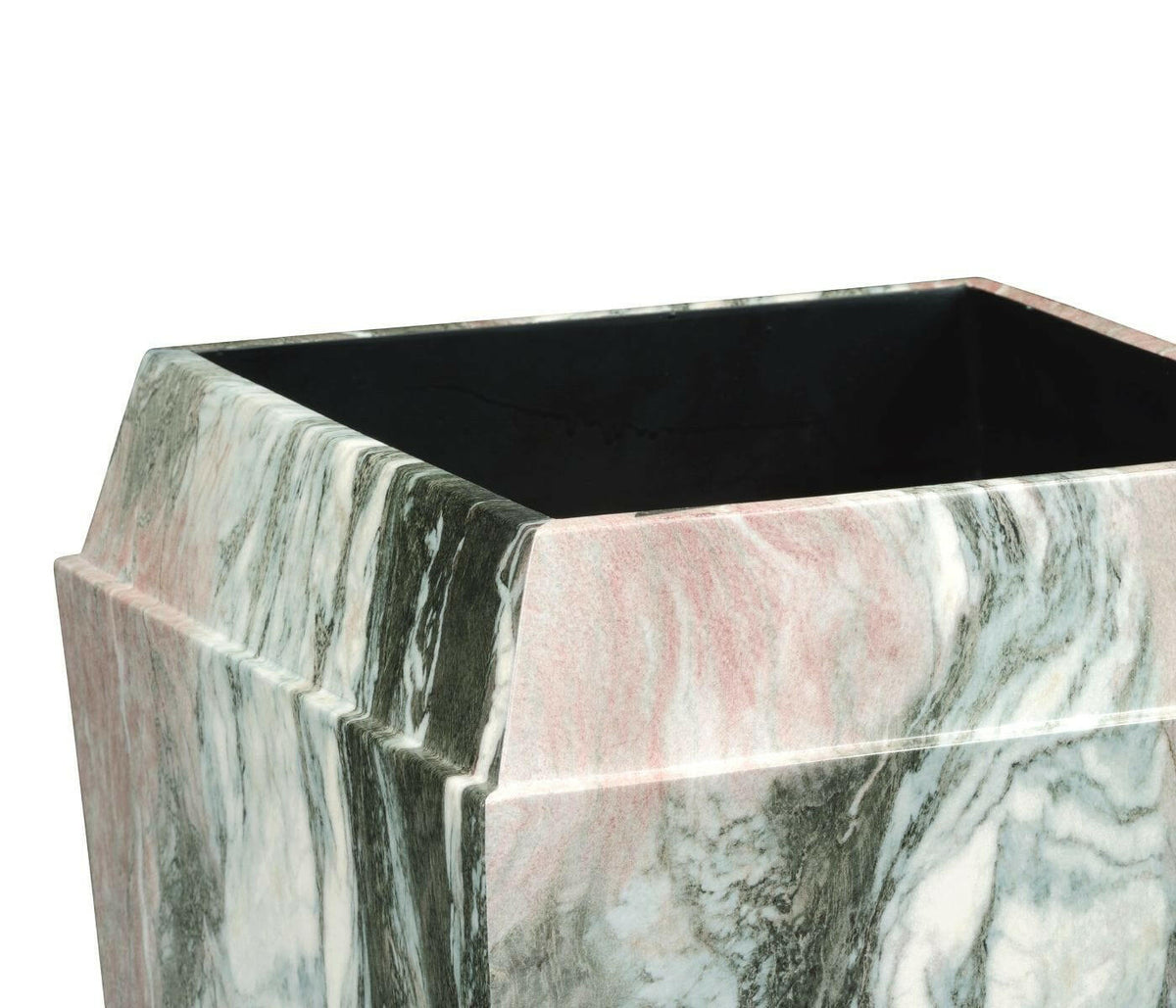Jonathan Charles Charles Outdoor Medium Square Planter in Faux Black Marble.