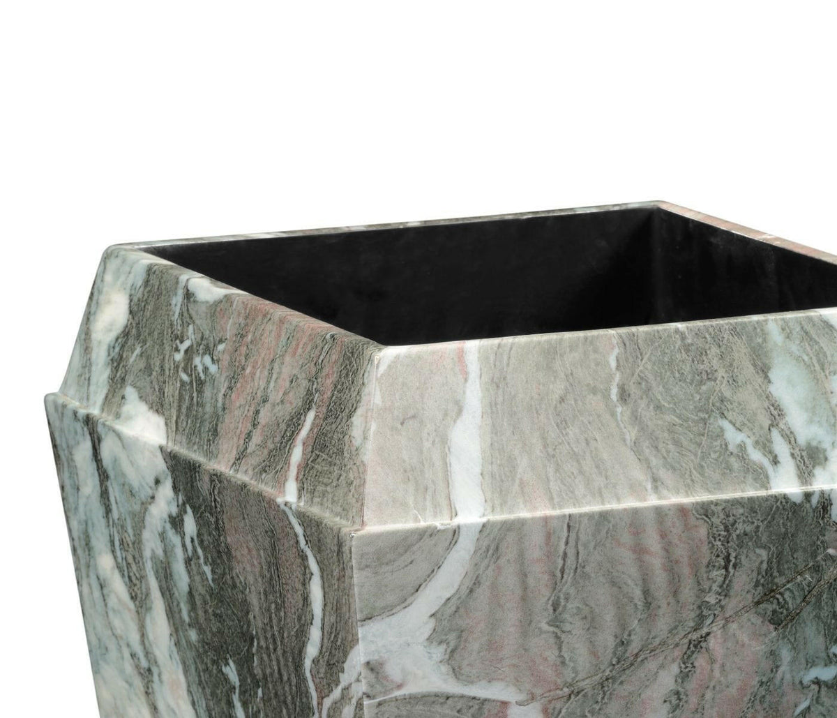 Jonathan Charles Charles Outdoor Small Square Planter in Faux Black Marble.