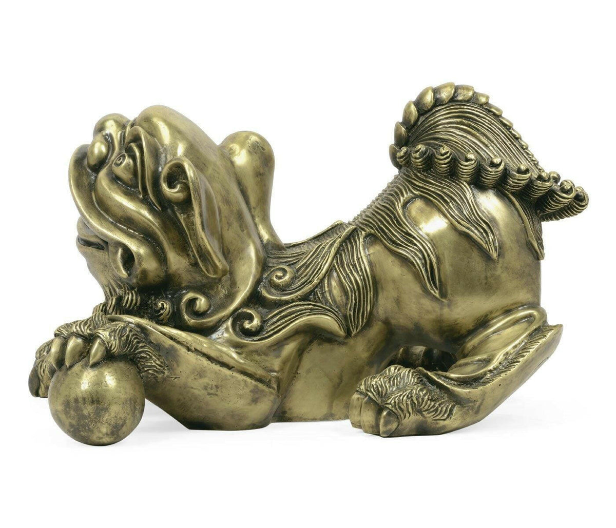 Jonathan Charles Foo Dog Ornament - Antique Brass.