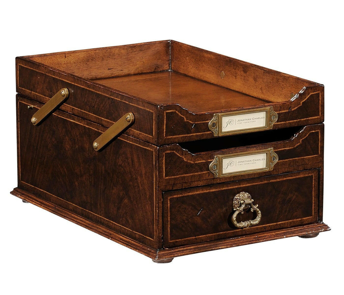 Jonathan Charles Letter Tray Victorian with Drawer - American Walnut.