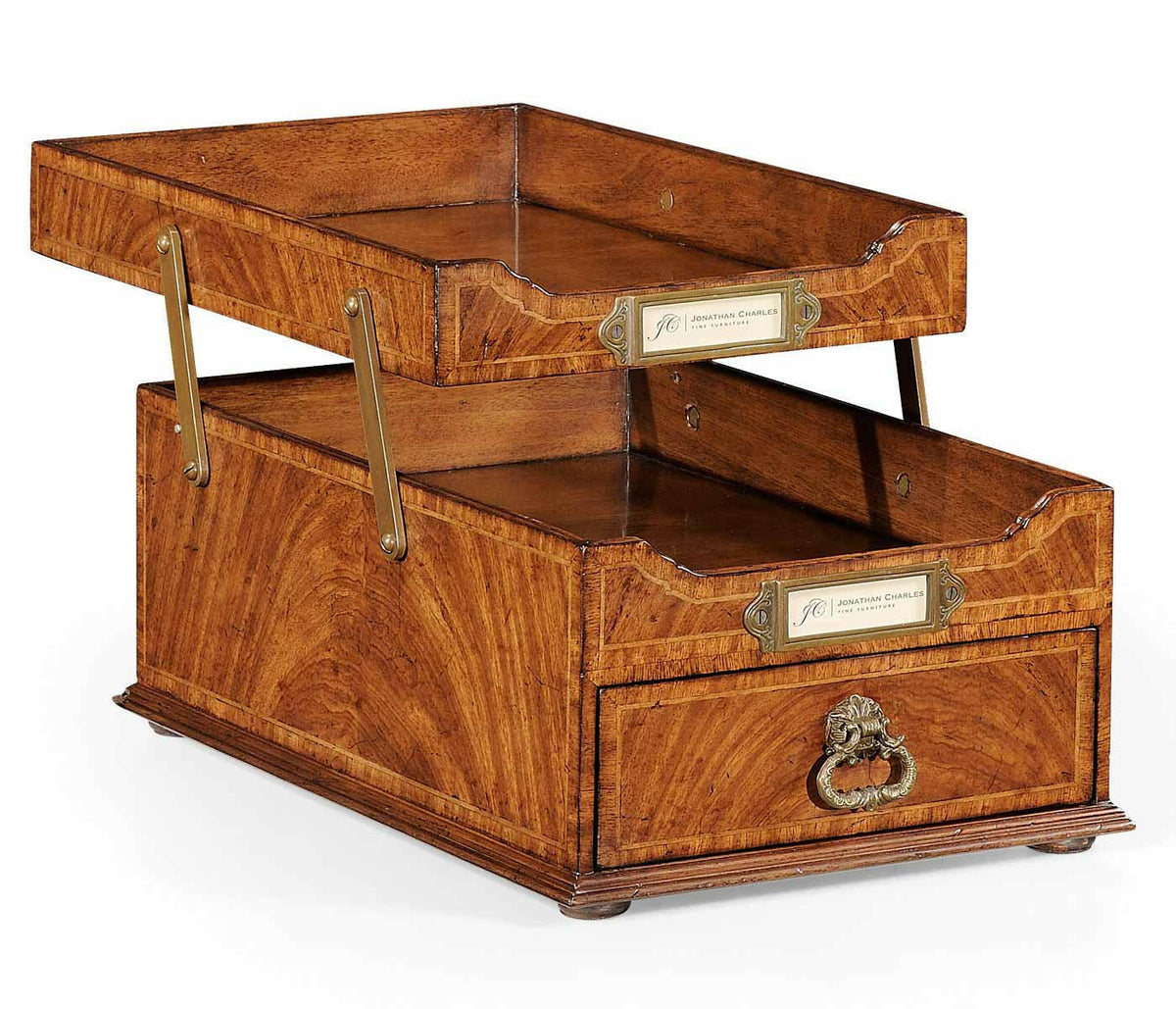 Jonathan Charles Letter Tray Victorian with Drawer - Crotch Walnut.