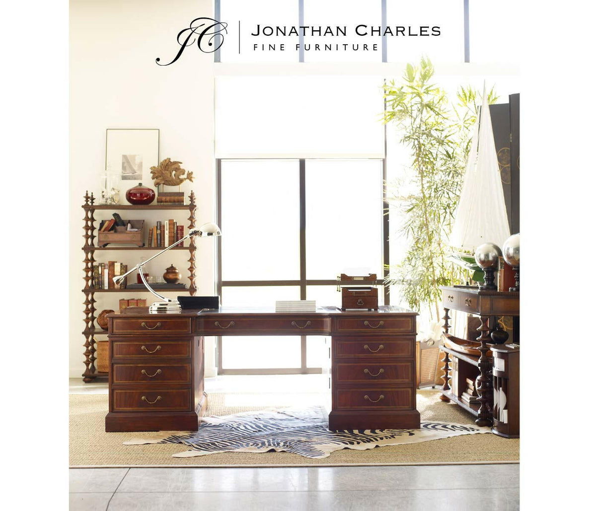 Jonathan Charles Letter Tray Victorian with Drawer - Crotch Walnut.