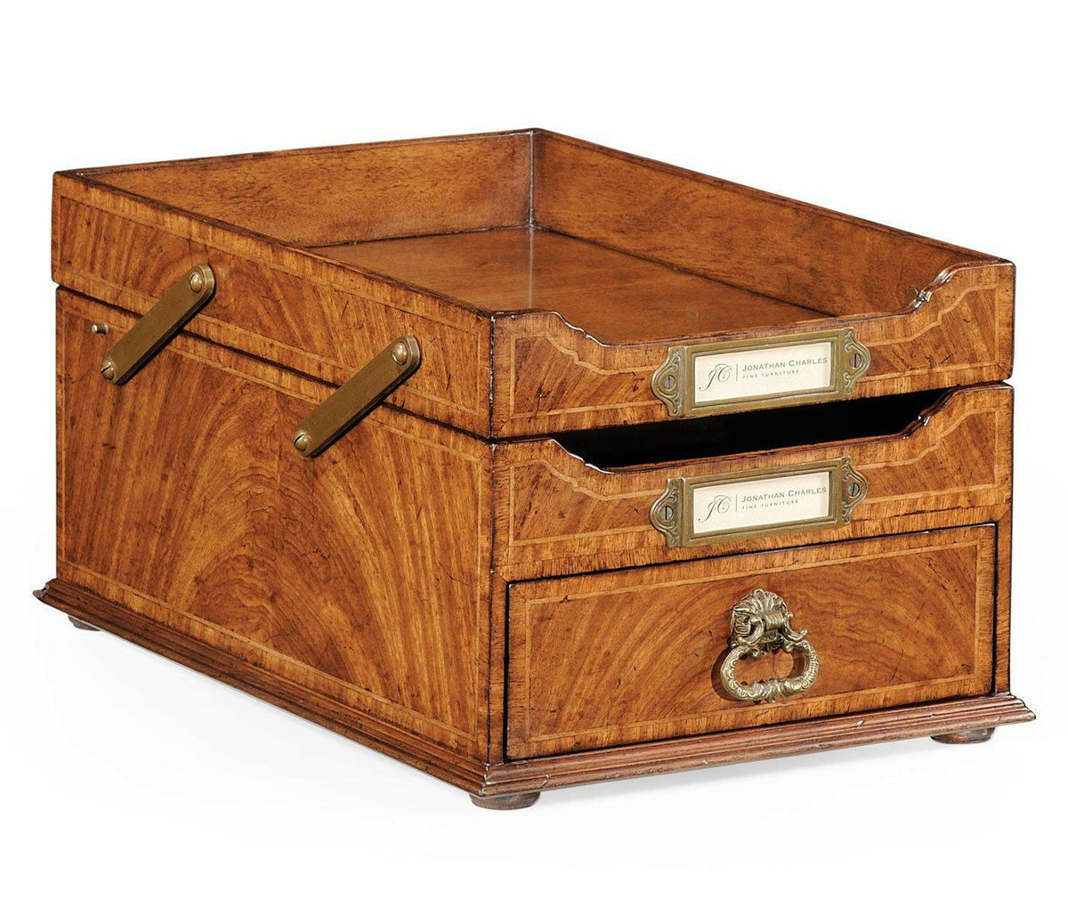 Jonathan Charles Letter Tray Victorian with Drawer - Crotch Walnut.