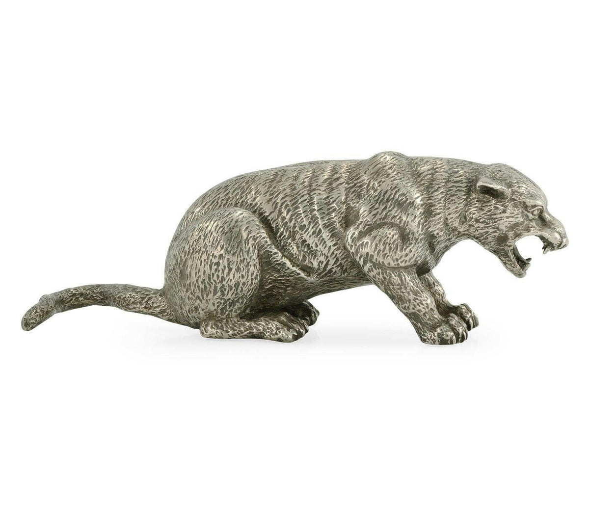 Jonathan Charles Panther Figurine in White Brass.