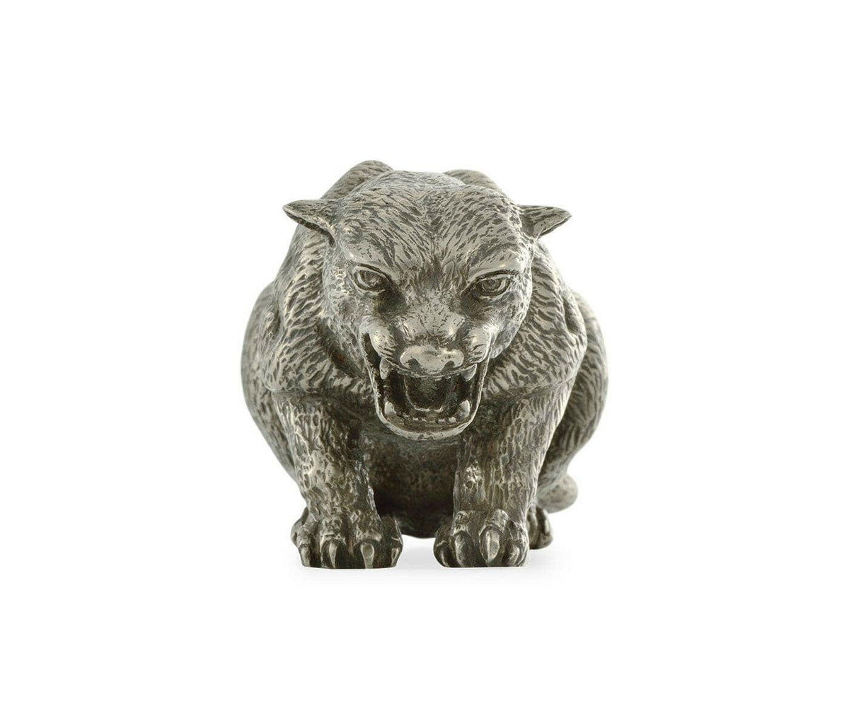 Jonathan Charles Panther Figurine in White Brass.