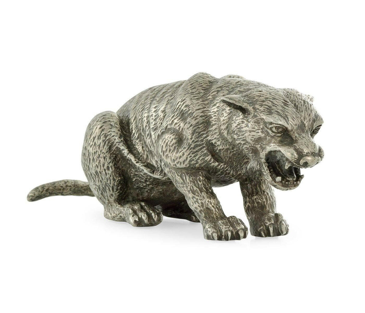 Jonathan Charles Panther Figurine in White Brass.