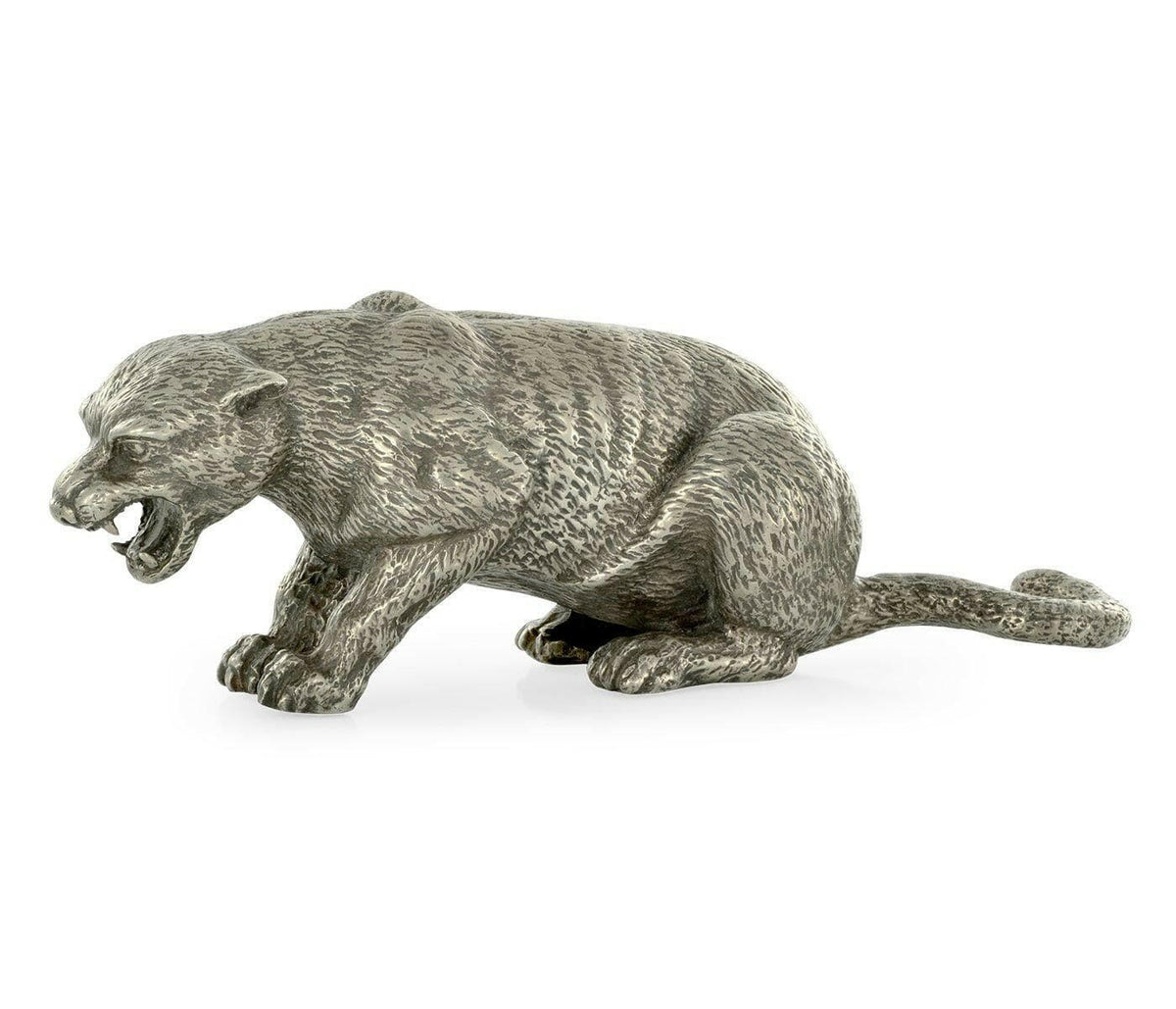 Jonathan Charles Panther Figurine in White Brass.