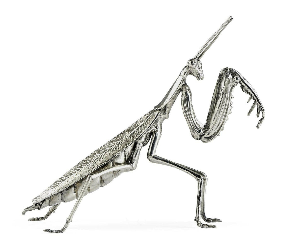 Jonathan Charles Praying Mantis Figurine in White Brass.