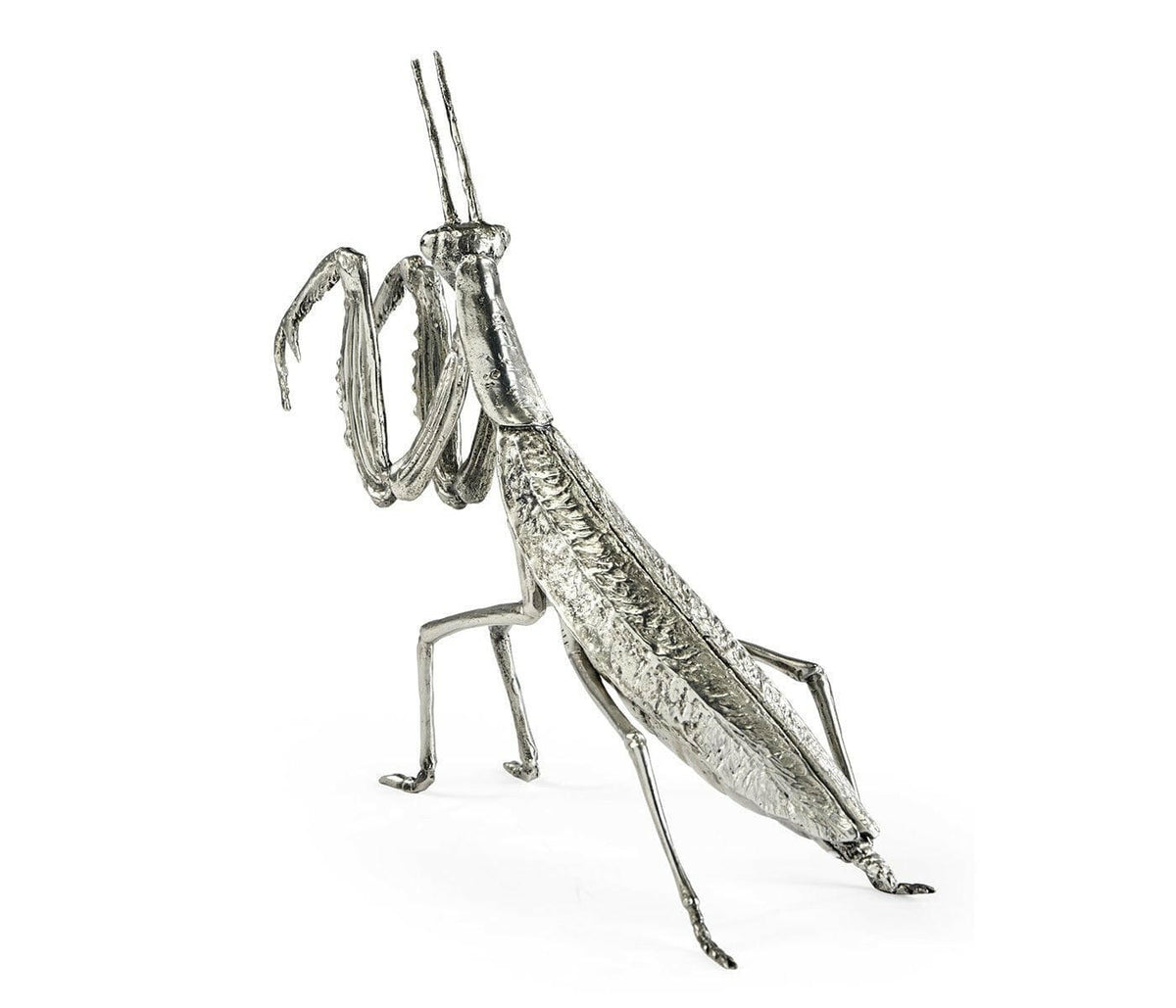 Jonathan Charles Praying Mantis Figurine in White Brass.