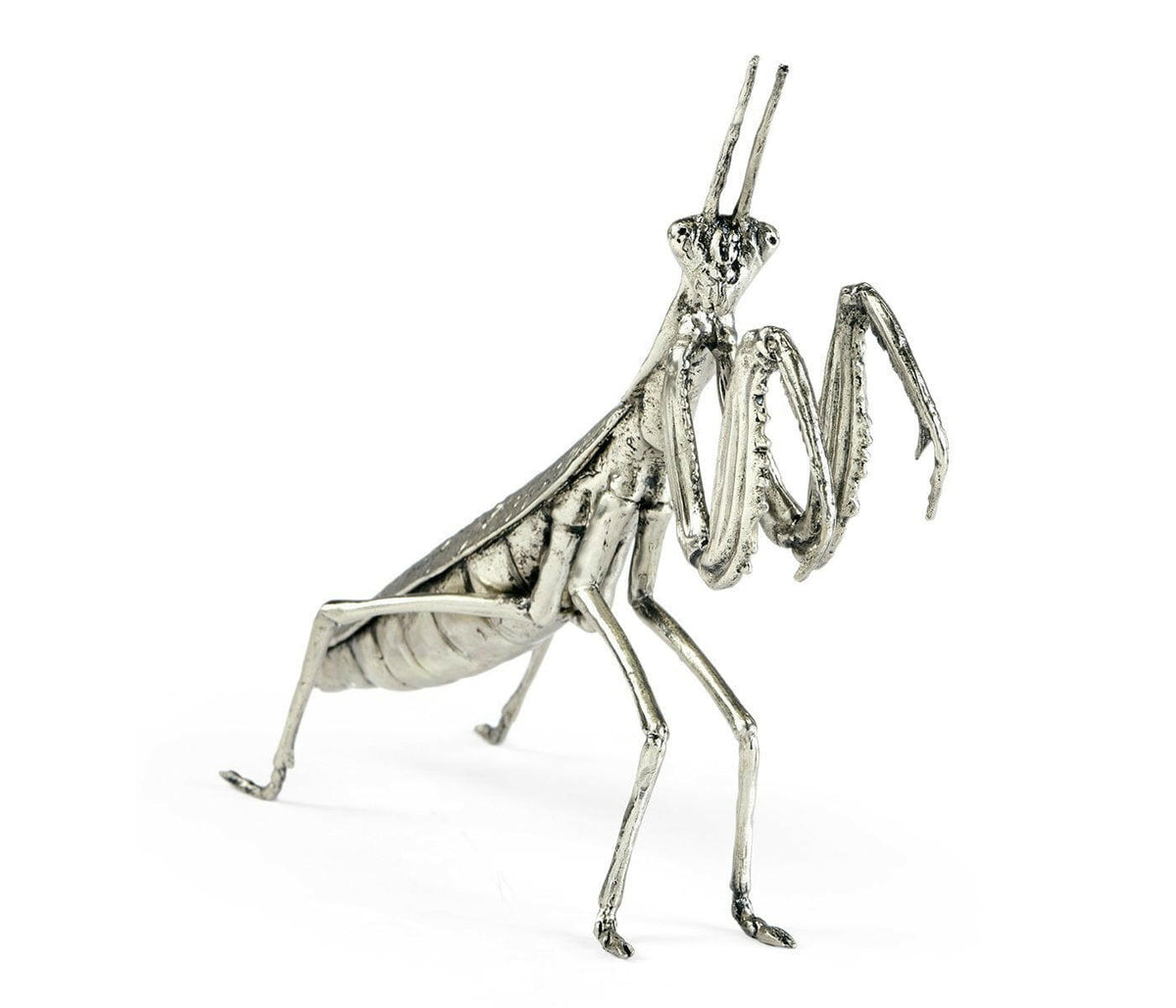 Jonathan Charles Praying Mantis Figurine in White Brass.