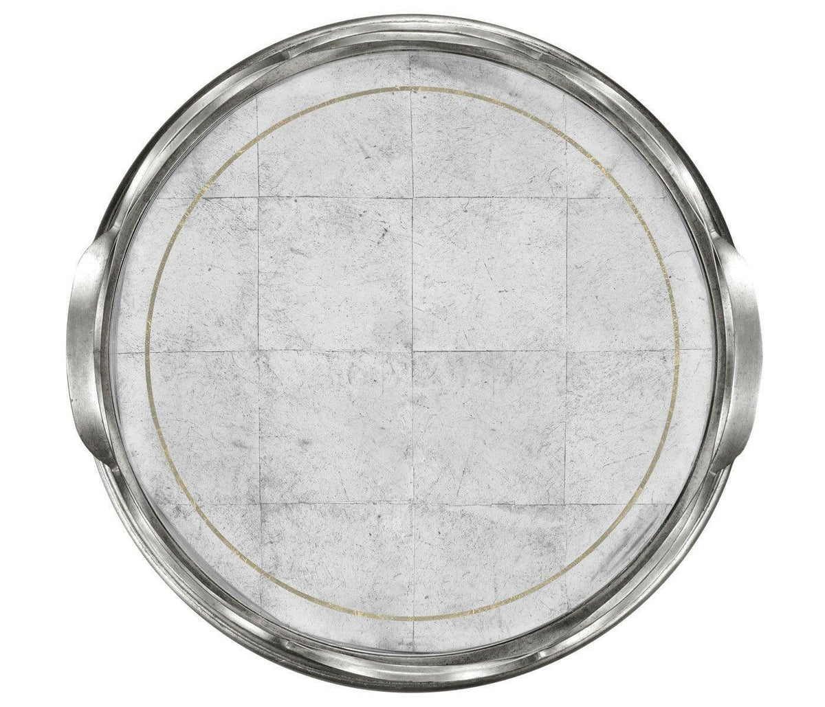 Jonathan Charles Round Tray Interlaced in Eglomise - Silver.