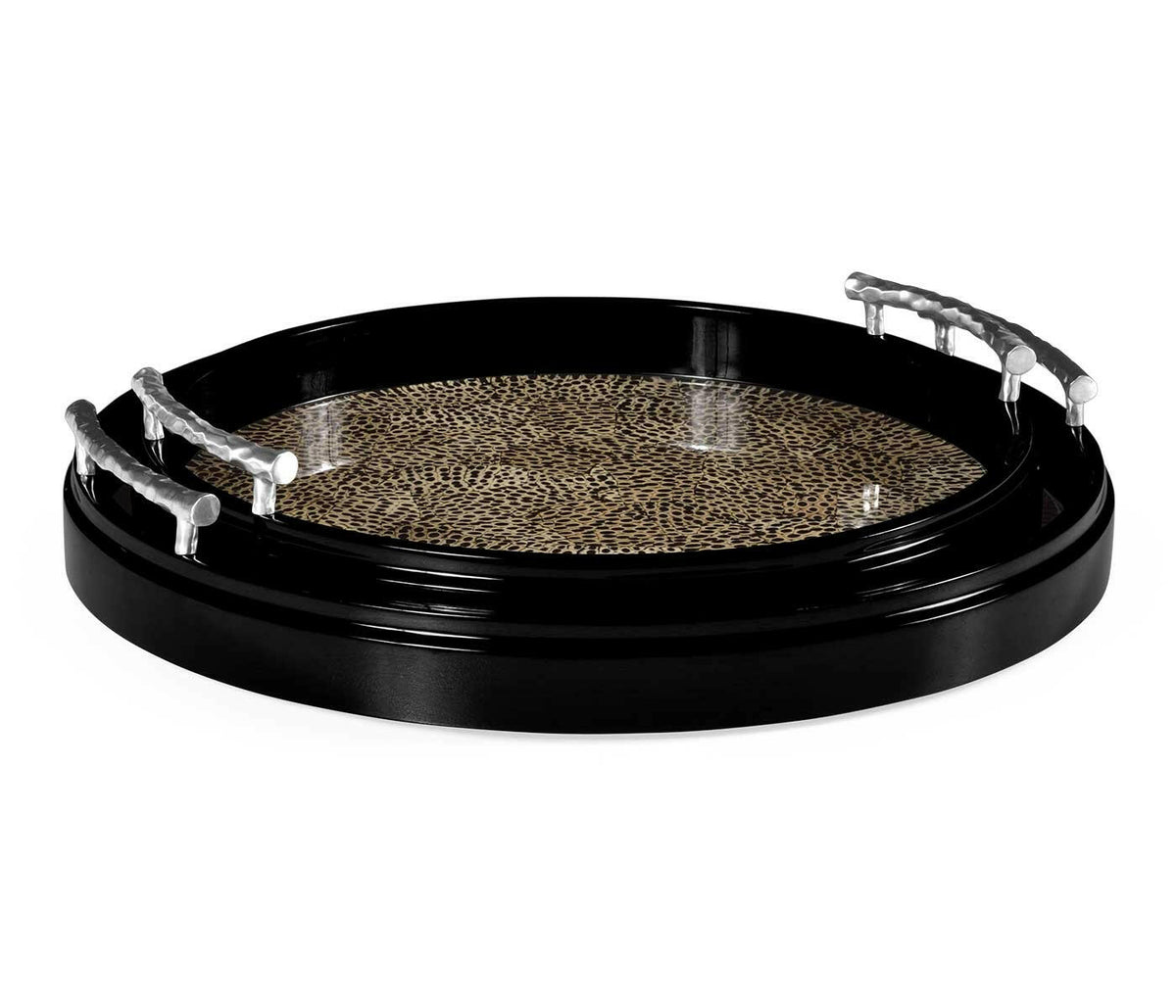 Jonathan Charles Round Tray Oriental - Midnight Eggshell.