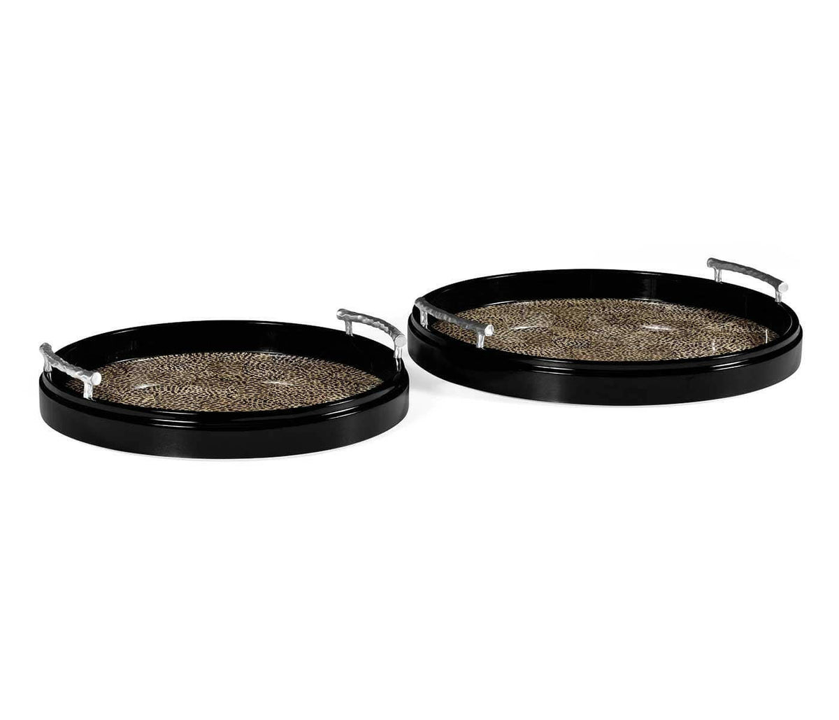 Jonathan Charles Round Tray Oriental - Midnight Eggshell.