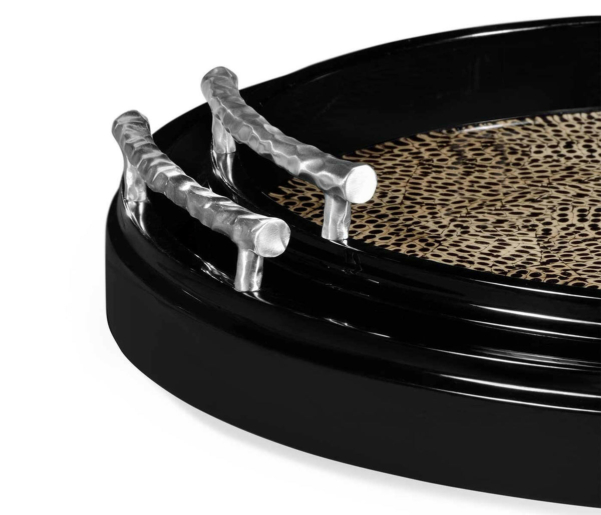 Jonathan Charles Round Tray Oriental - Midnight Eggshell.