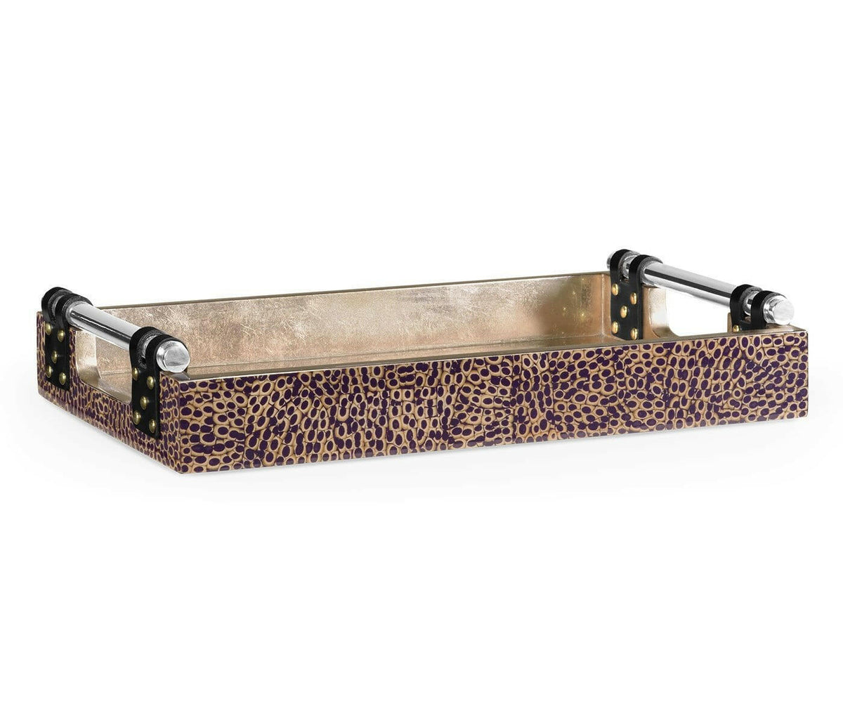 Jonathan Charles Serving Tray Oriental in Silver Espresso.