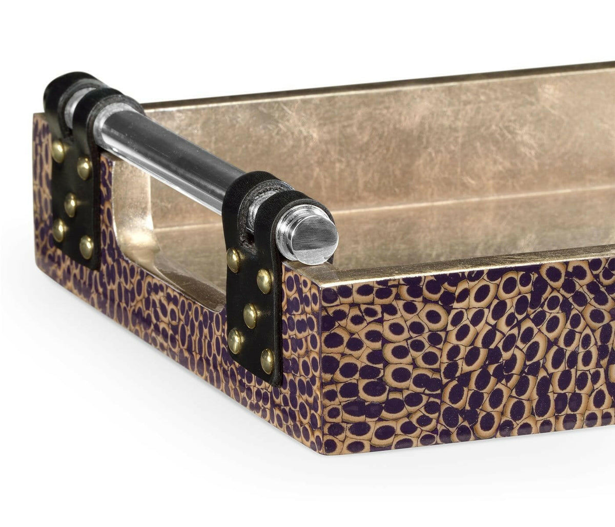 Jonathan Charles Serving Tray Oriental in Silver Espresso.