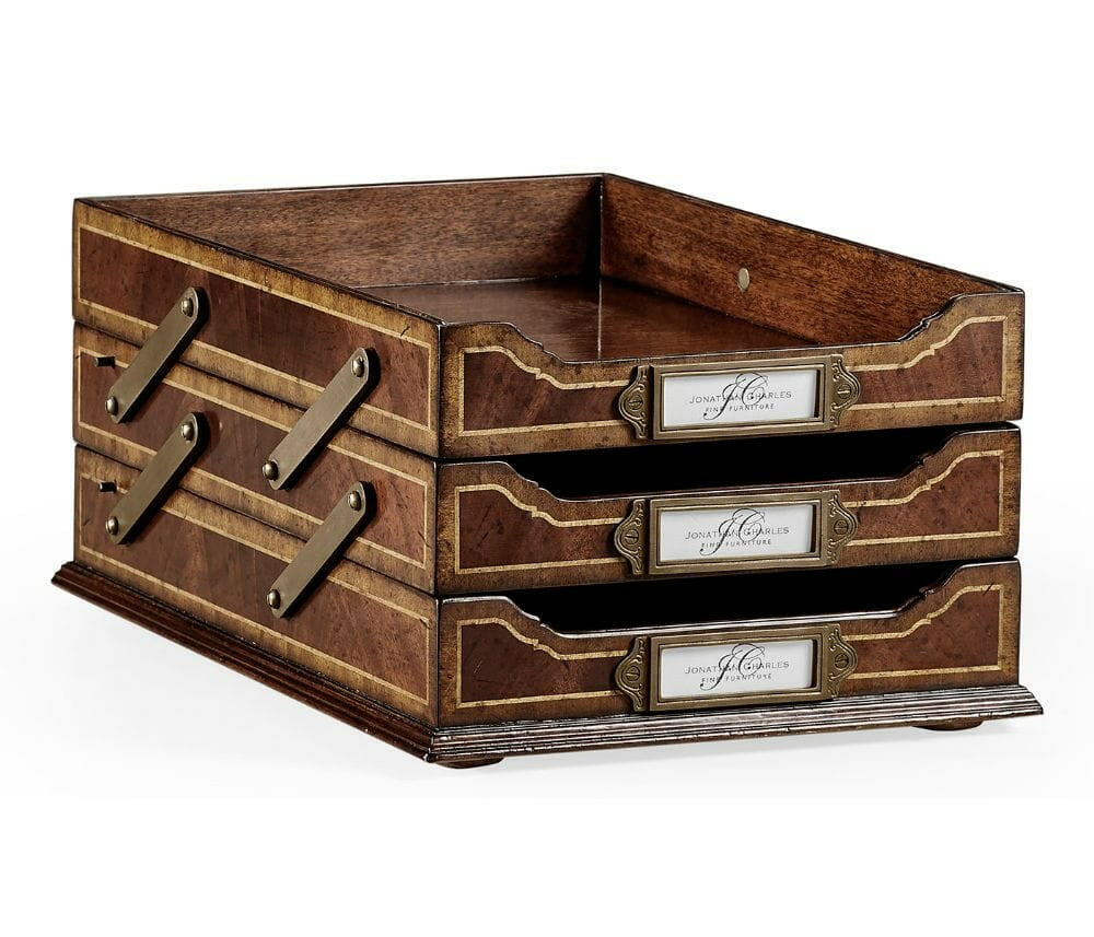 Jonathan Charles Triple Letter Tray Victorian.