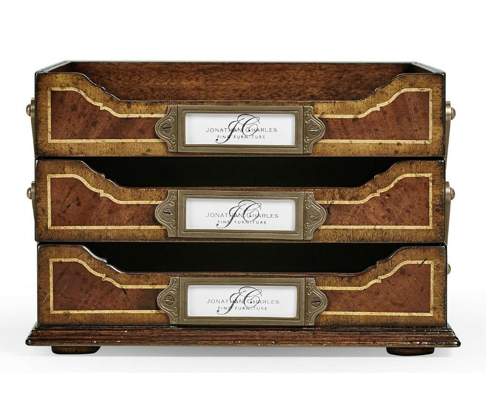 Jonathan Charles Triple Letter Tray Victorian.