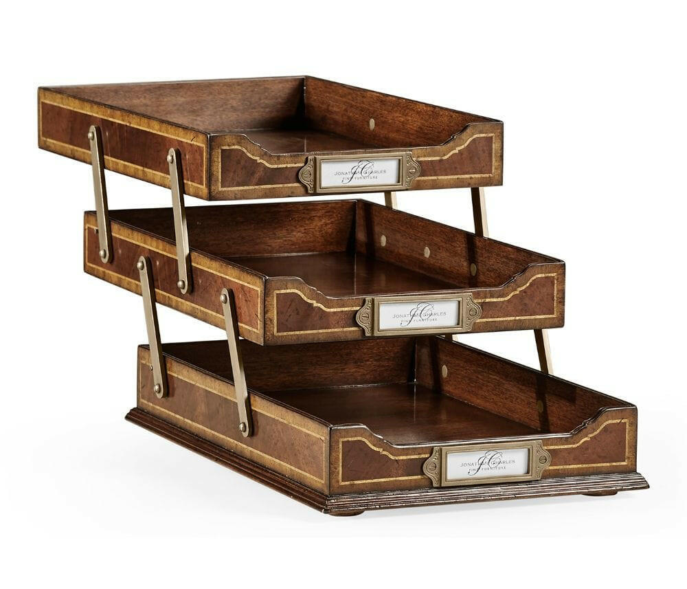 Jonathan Charles Triple Letter Tray Victorian.