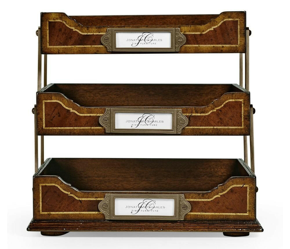 Jonathan Charles Triple Letter Tray Victorian.