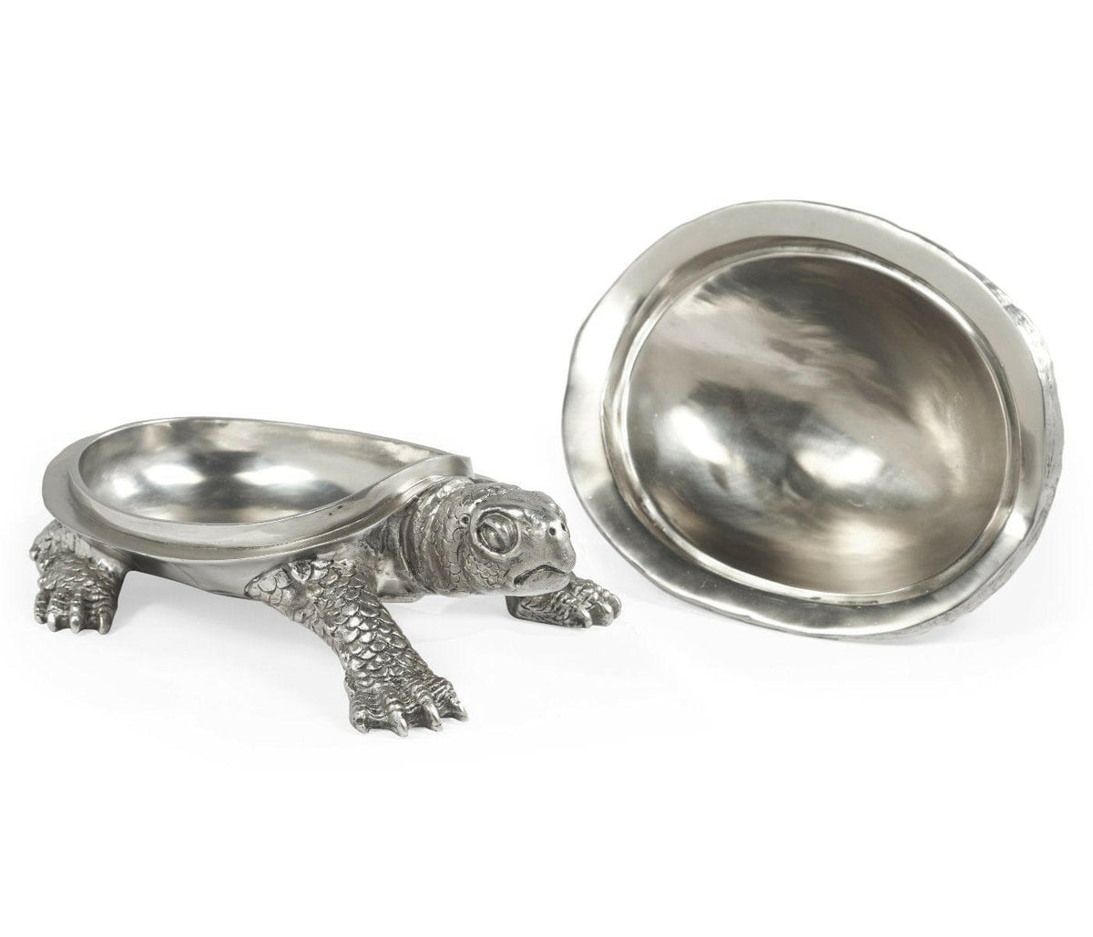Jonathan Charles Turtle Figurine Box with Hatchling - Stainless Steel.