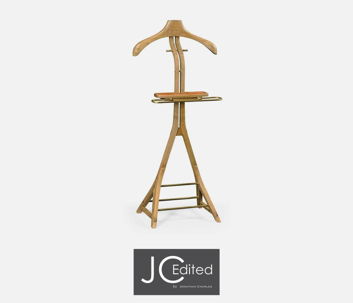 Jonathan Charles Valet Stand Midcentury in Oak - Light.