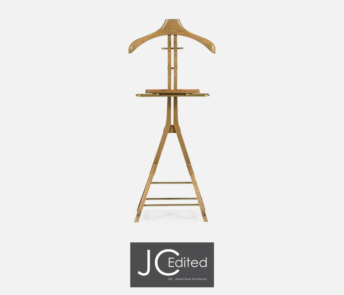Jonathan Charles Valet Stand Midcentury in Oak - Light.