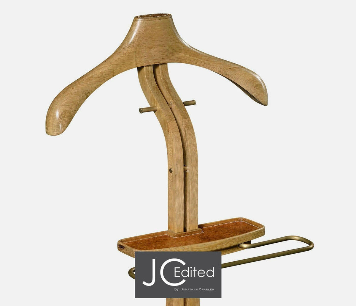 Jonathan Charles Valet Stand Midcentury in Oak - Light.