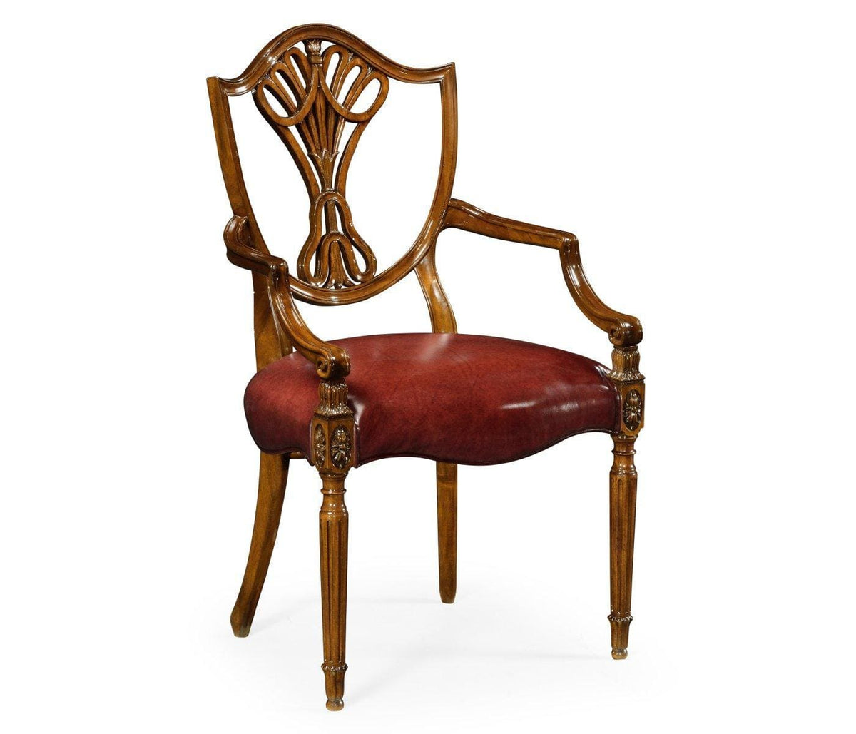 Jonathan Charles Dining Armchair Shield Back Renaissance in Leather.