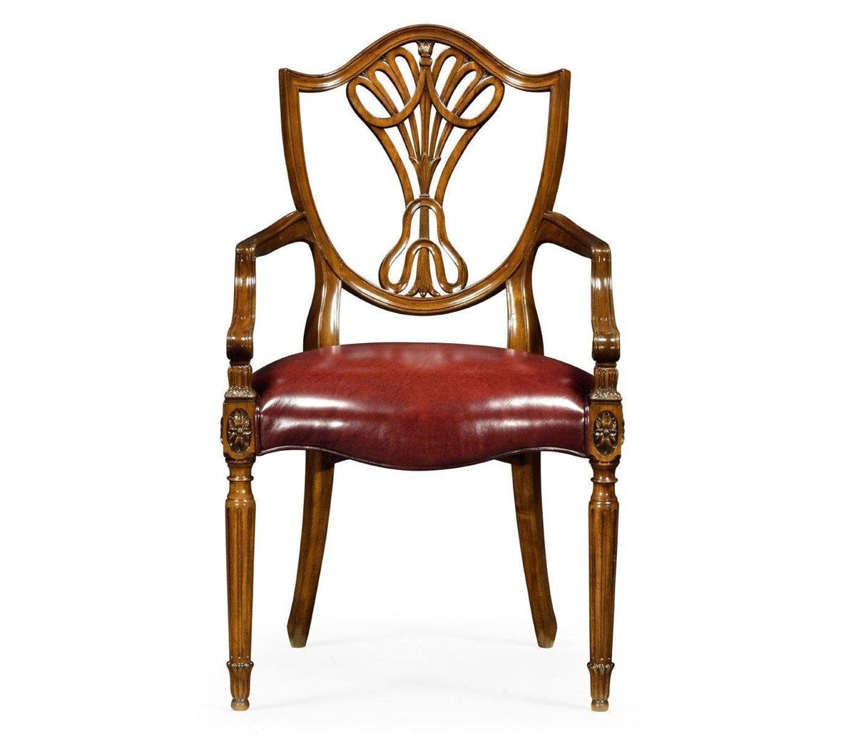 Jonathan Charles Dining Armchair Shield Back Renaissance in Leather.
