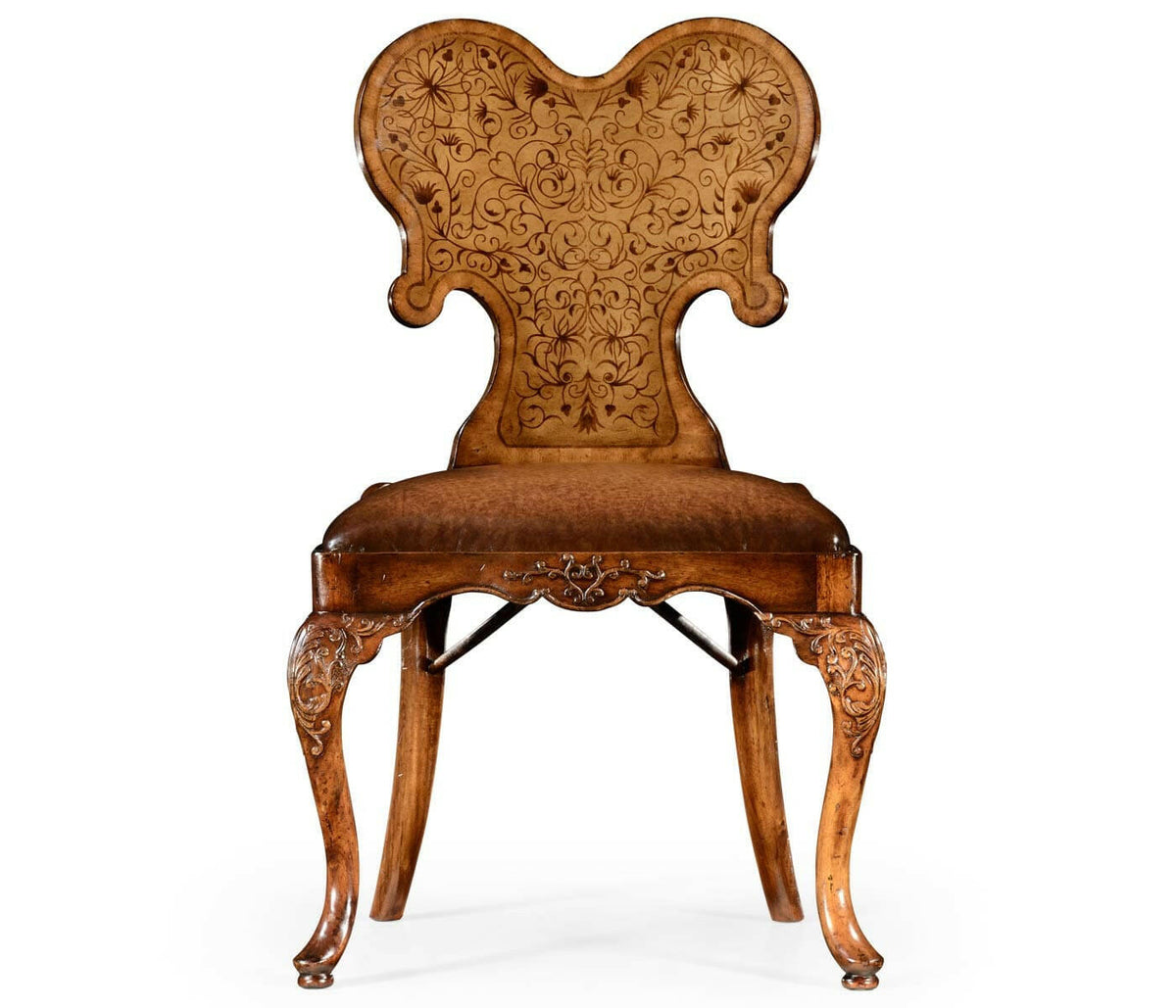Jonathan Charles Dining Chair George I - Brown Leather.