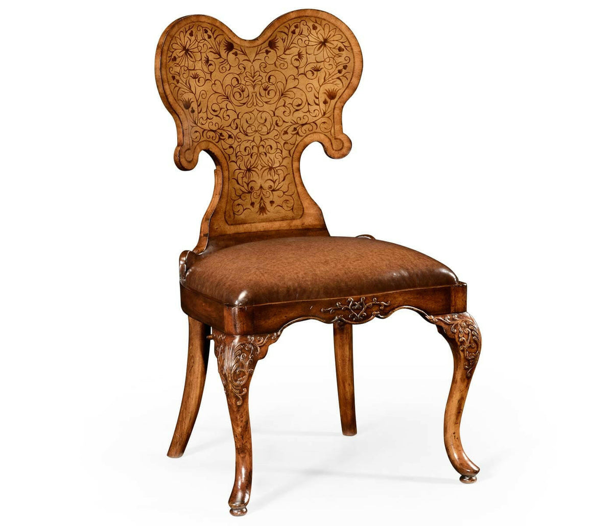 Jonathan Charles Dining Chair George I - Brown Leather.