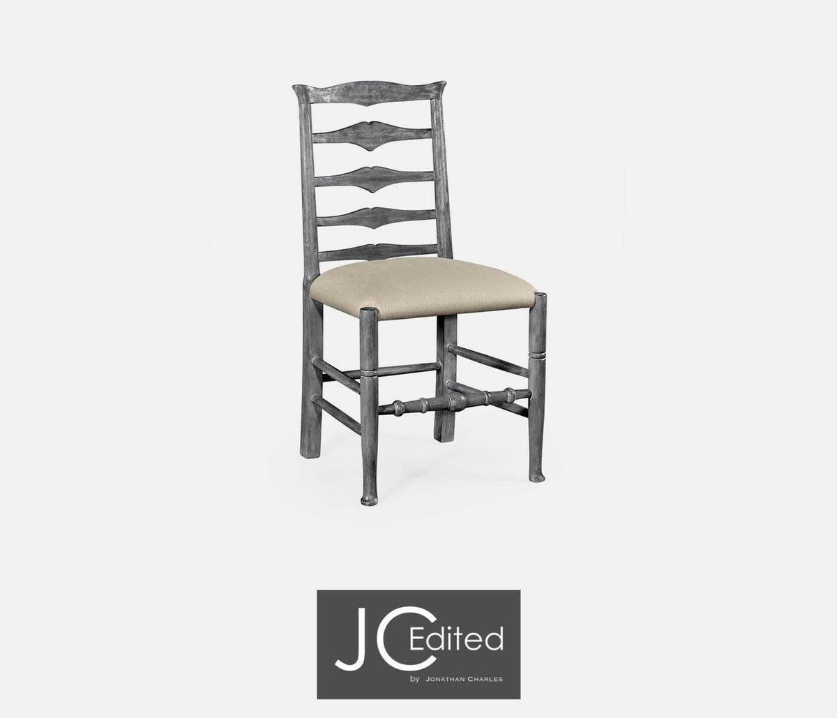 Jonathan Charles Dining Chair Rustic Ladder Back in Mazo - Antique Dark Grey.