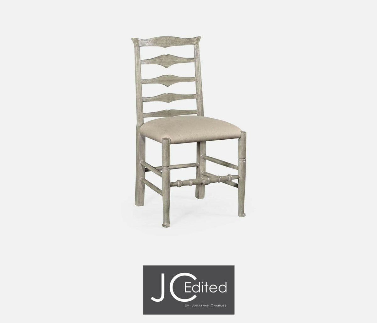 Jonathan Charles Dining Chair Rustic Ladder Back in Mazo - Rustic Grey.