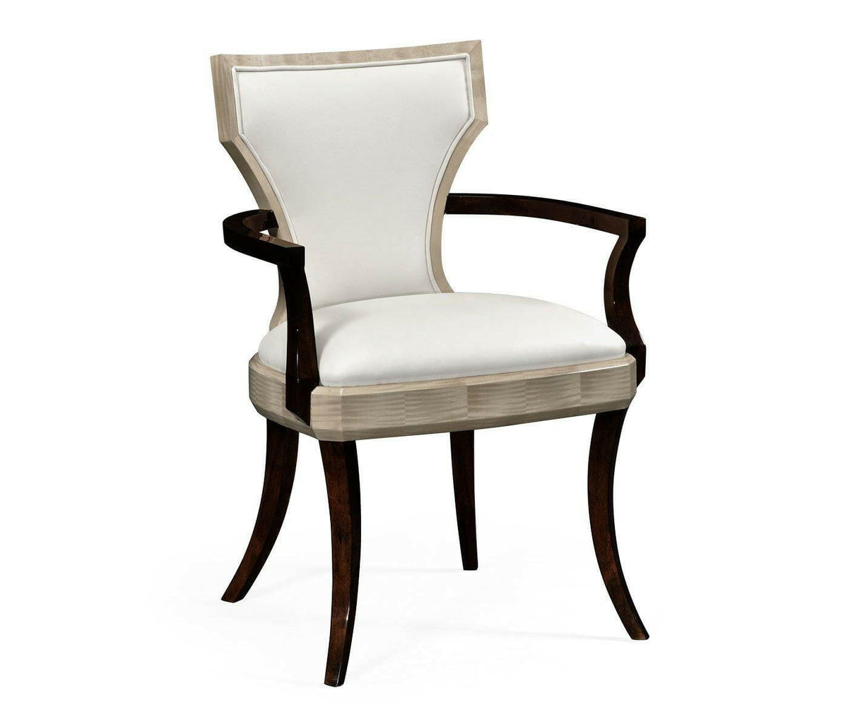 Jonathan Charles Dining Chair with Arms Klismos in Champagne - Cream Leather.