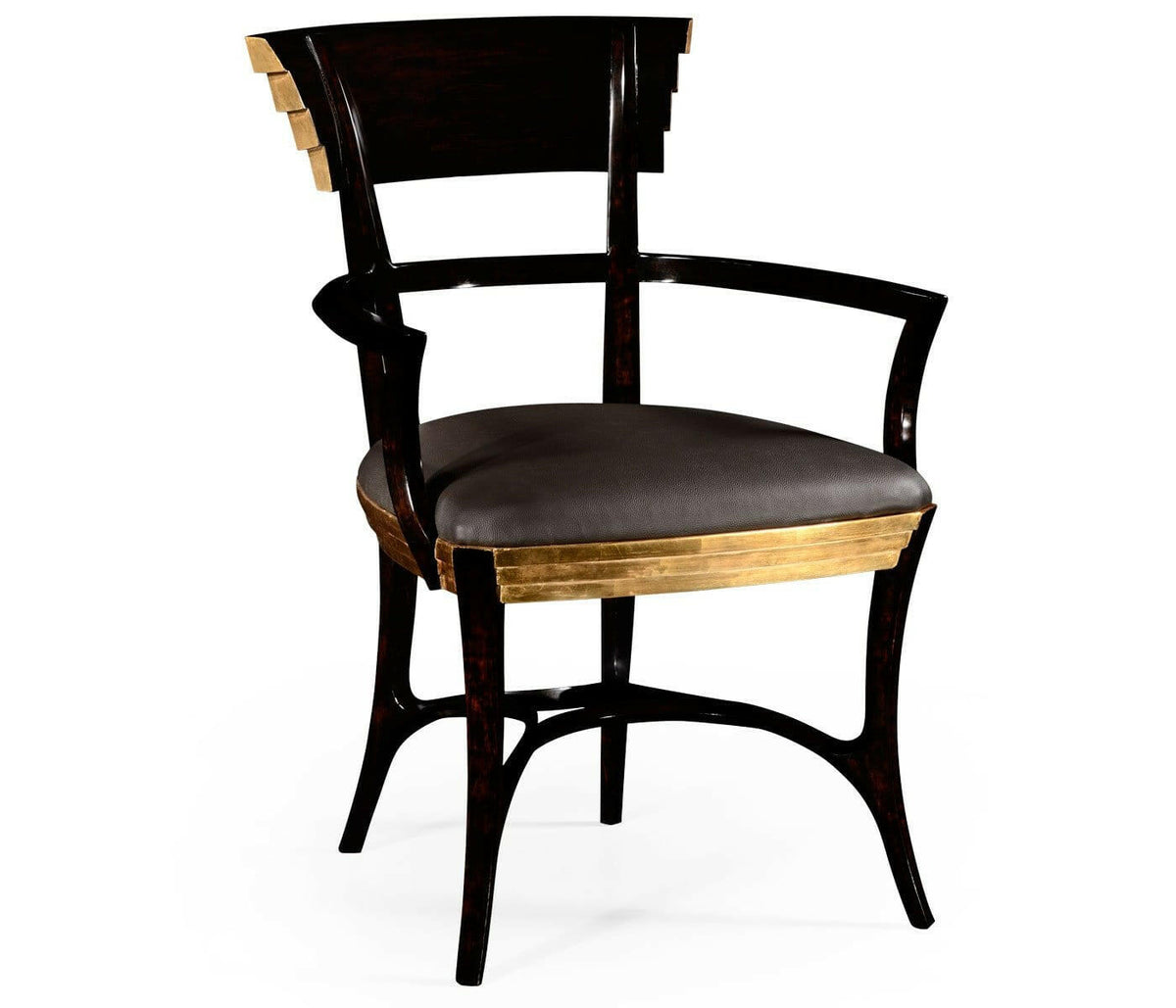 Jonathan Charles Dining Chair with Arms Modernist Stepped in Leather.