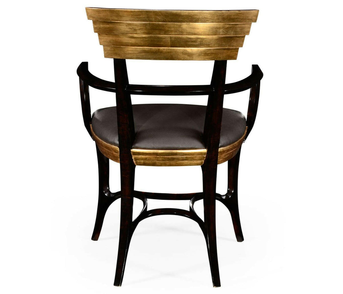 Jonathan Charles Dining Chair with Arms Modernist Stepped in Leather.