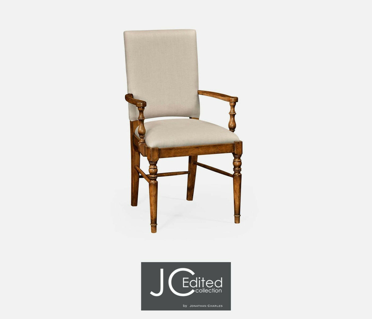 Jonathan Charles Dining Chair with Arms Rustic in Mazo - Country Walnut.
