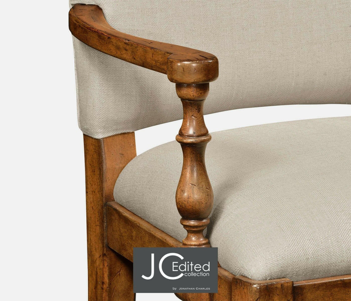 Jonathan Charles Dining Chair with Arms Rustic in Mazo - Country Walnut.