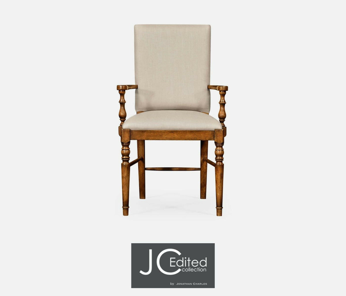 Jonathan Charles Dining Chair with Arms Rustic in Mazo - Country Walnut.